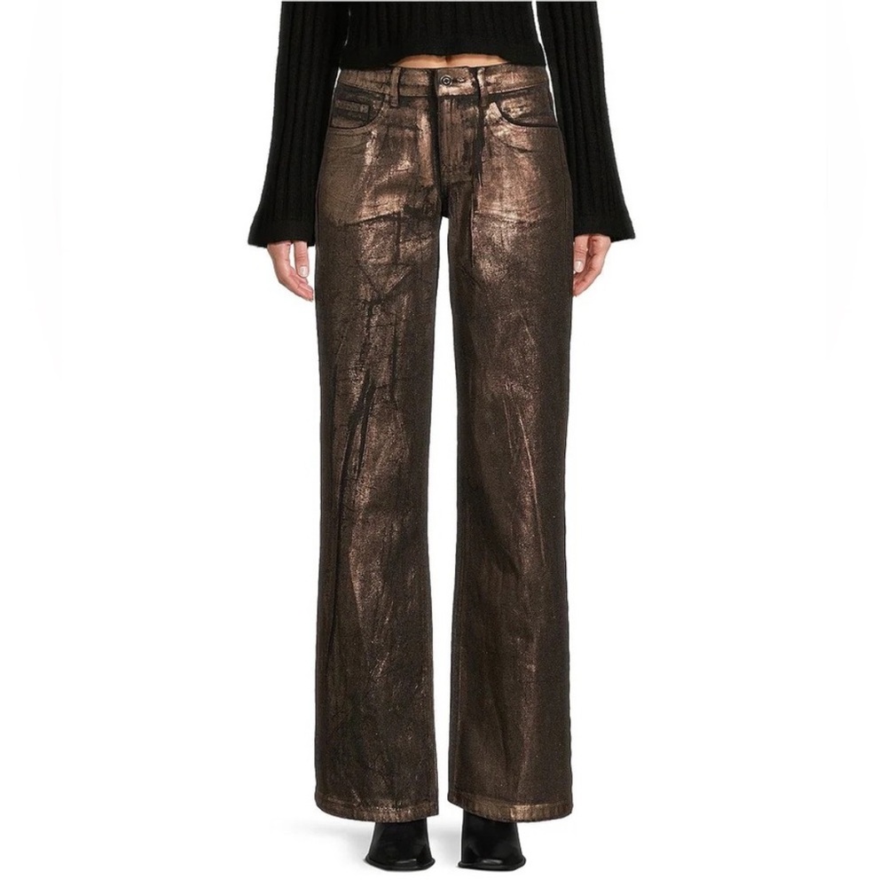 GB | Gianni Bini Junior Gold Foiled Metallic Denim Pants NWT
